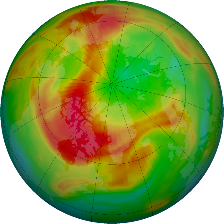 Arctic ozone map for 20 March 1990